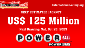 Powerball 头奖累积至 1.25 亿美元，将于 2023 年 10 月 28 日开奖。